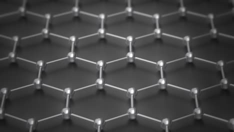 nanoestructura del átomo de grafeno animación en bucle. nanotubo en forma de panal. concepto nanotecnología y ciencias animación 3d