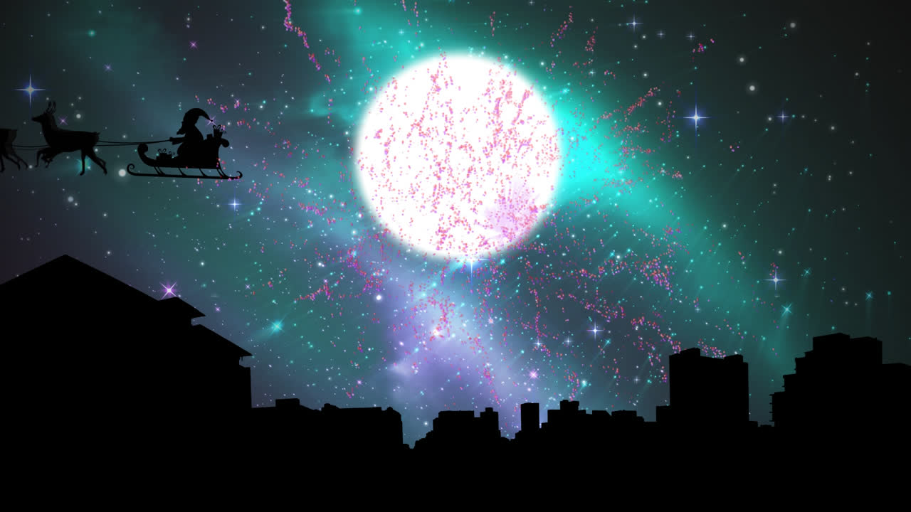 산타클로스 가 사 ⁇  이 끌어당기는  ⁇ 매 를 타고 있다