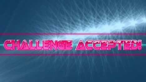 challenge accepted text over neon banner against spots of light on blue background