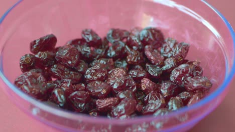 detail shot of dried cranberries on table