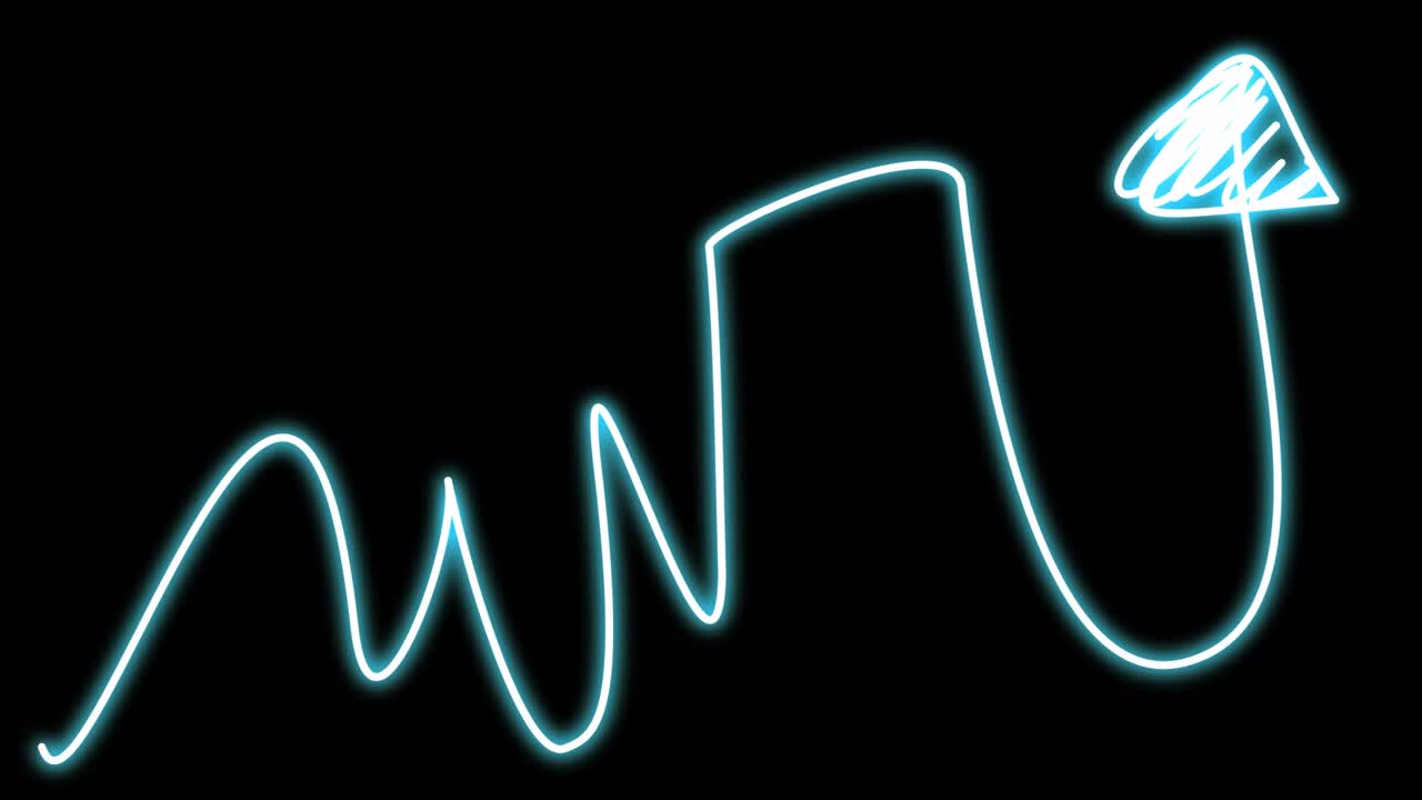 네온 화살표가 위쪽으로 움직입니다.