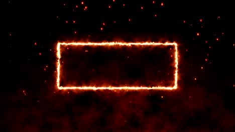 4k fire sparkly glowing frame with copy space on dark background and red heat background. motion graphic and animation wallpaper.