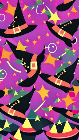 colorful witch hats and stars pattern, perfect for halloween-themed backgrounds