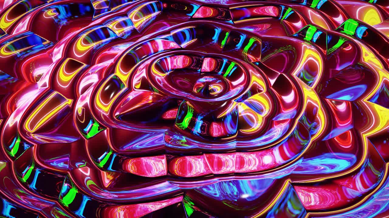 fondo fluido iridescente abstracto en bucle. hermosa superficie de vidrio ondulado de líquido con patrón, color de gradiente y ondas de flujo en él. bg creativo brillante con animación suave y suave.