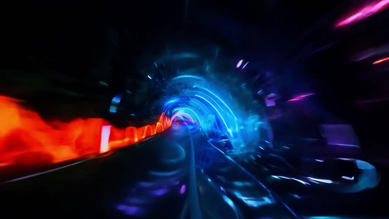 네온 터널을 통해 운전