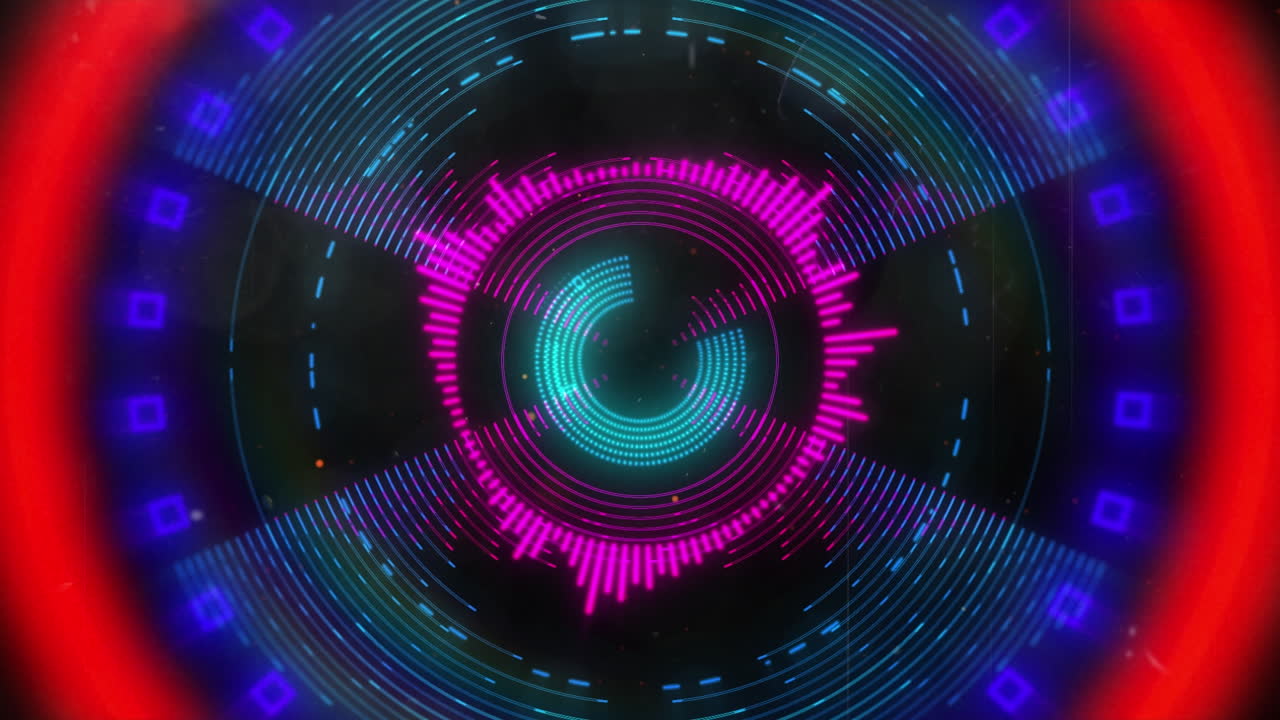 검은색 배경에 있는 모양과 원의 애니메이션