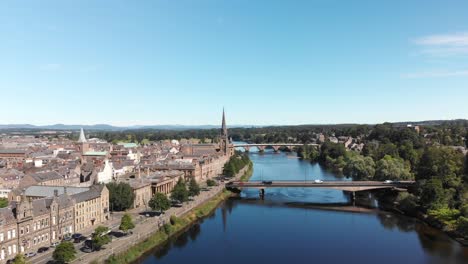 beautiful calm summer day in perth above the river tay