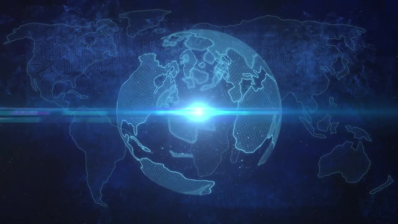 지구와 세계 지도 위의 발광점의 구성