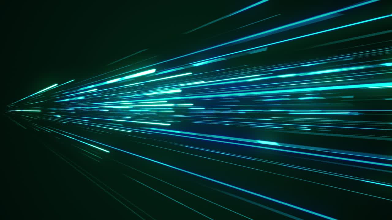 4K Loop Animation Digital Technology Stream Super Fast Speed Lines From Far Side Background. Super Fast Internet Technology Fiber Docsis