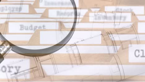 animación de vidrio de lectura y planes sobre archivos