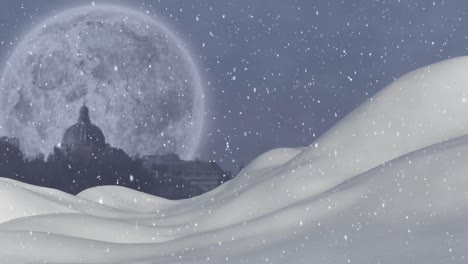 snow falling in countryside