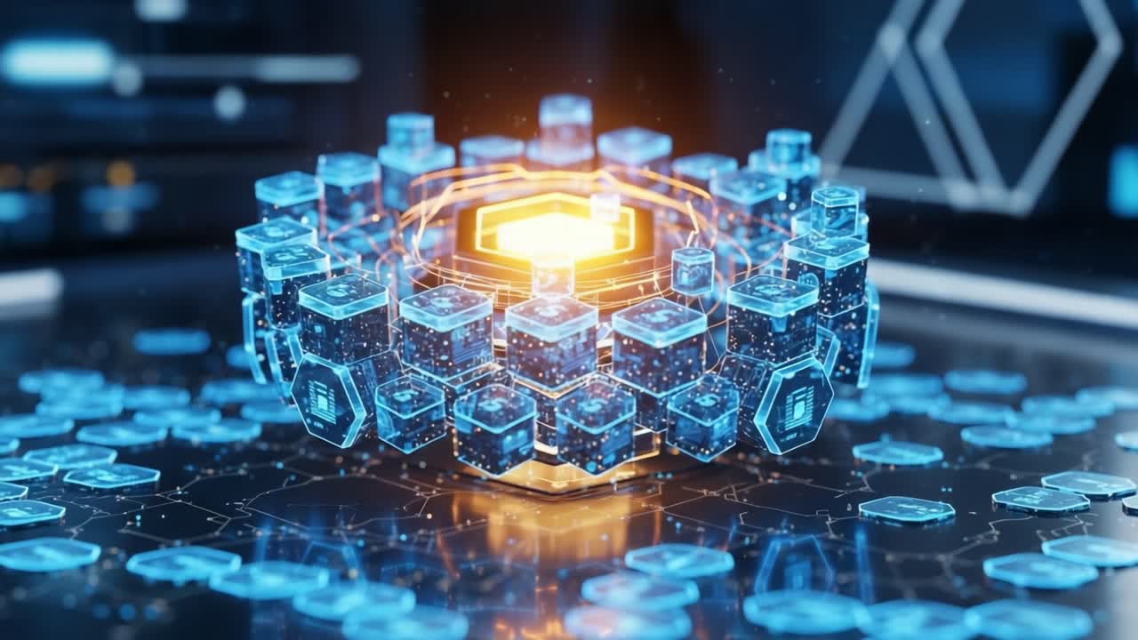 Dynamic Visualization of a Tech-Centric Digital Structure: An Abstract Representation of Data Processing and Interconnectivity in Cyberspace