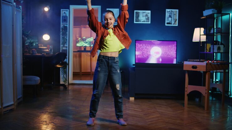 Young media star entertaining gen Z followers with professional choreography