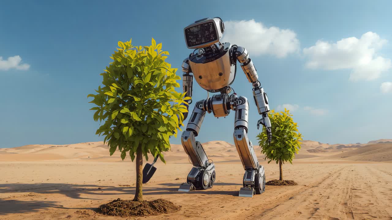 Robot Planting Trees in the Desert