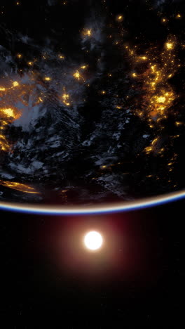 earth at night with sunrise