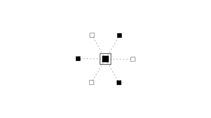 Abstract Geometric Animation of Rotating Squares and Connecting Lines