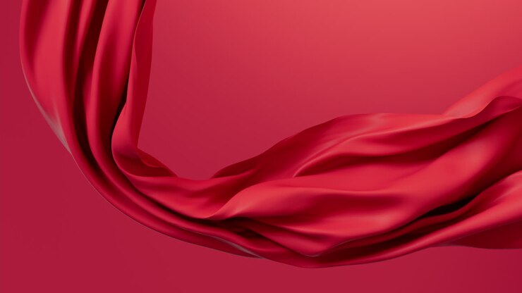 красная волновая ткань, 3d-рендеринг.