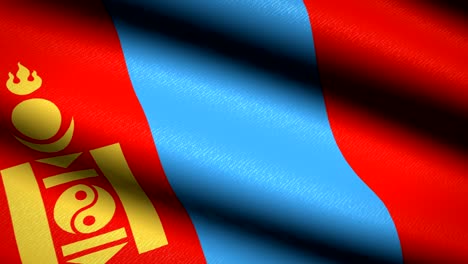 mongolia flag waving textile textured background. seamless loop animation. full screen. slow motion. 4k video