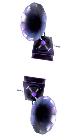 abstract spinning gramophone record turntables in vertical