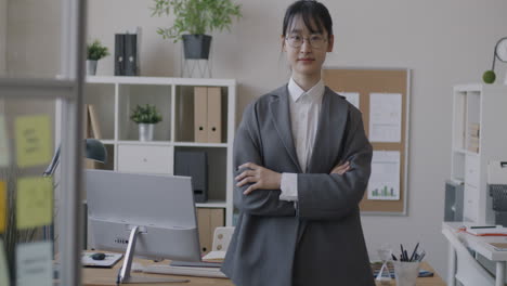 confident businesswoman in modern office