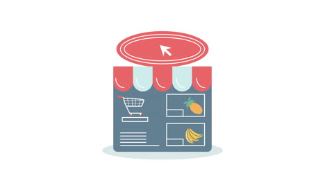 webpage with groceries ecommerce animation