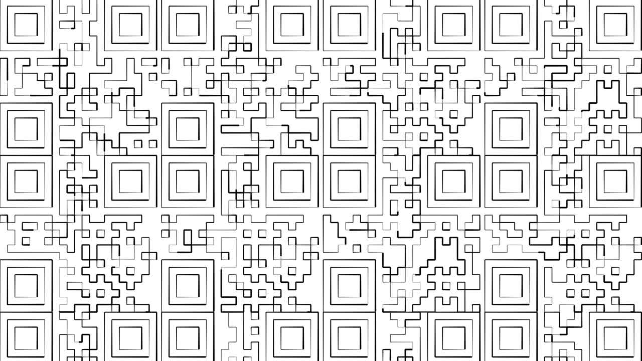 Black and white QR code pattern looped