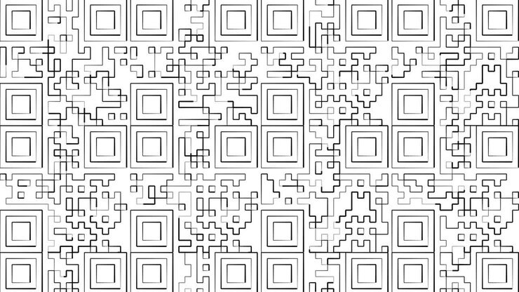 Svart-hvitt QR-kode mønster i en sløyfe