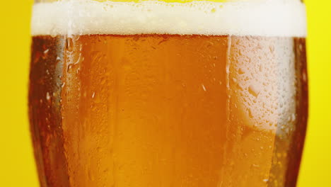 close-up of a cold glass of beer