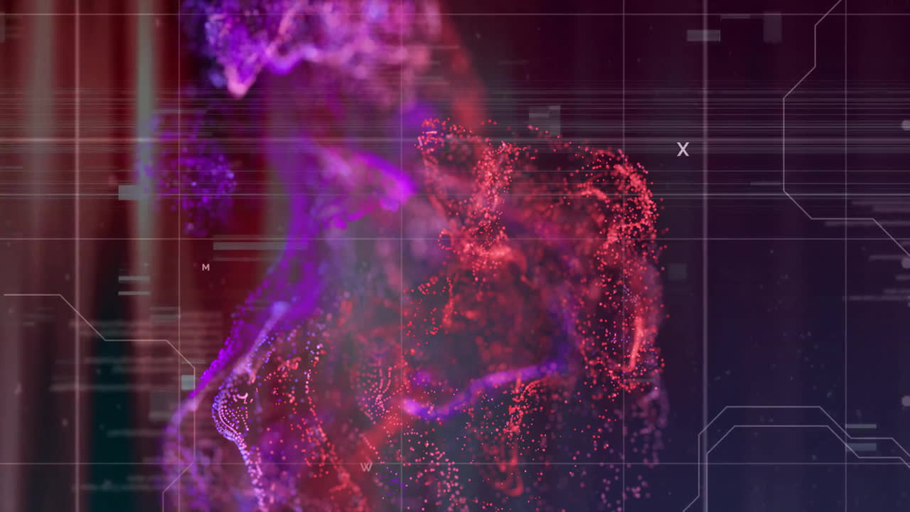 animación del procesamiento de datos sobre formas de colores