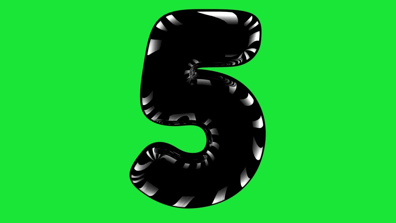 Contatore digitale nero da 1 a 10 su chromakey, rendering 3D