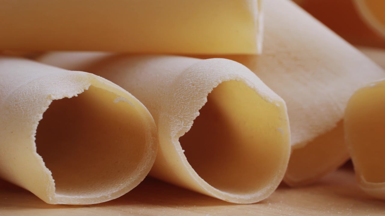 Macro Shot of Raw Italian Cannelloni Pasta