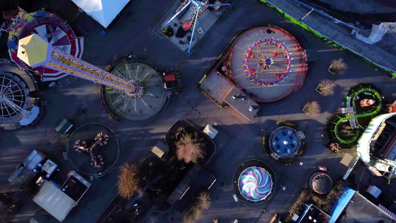 Aerial Top Down View of an Amusement Park