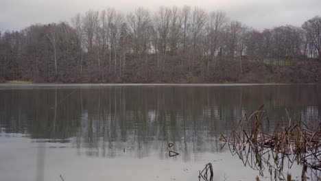 arrastre de la línea de pesca en un lago