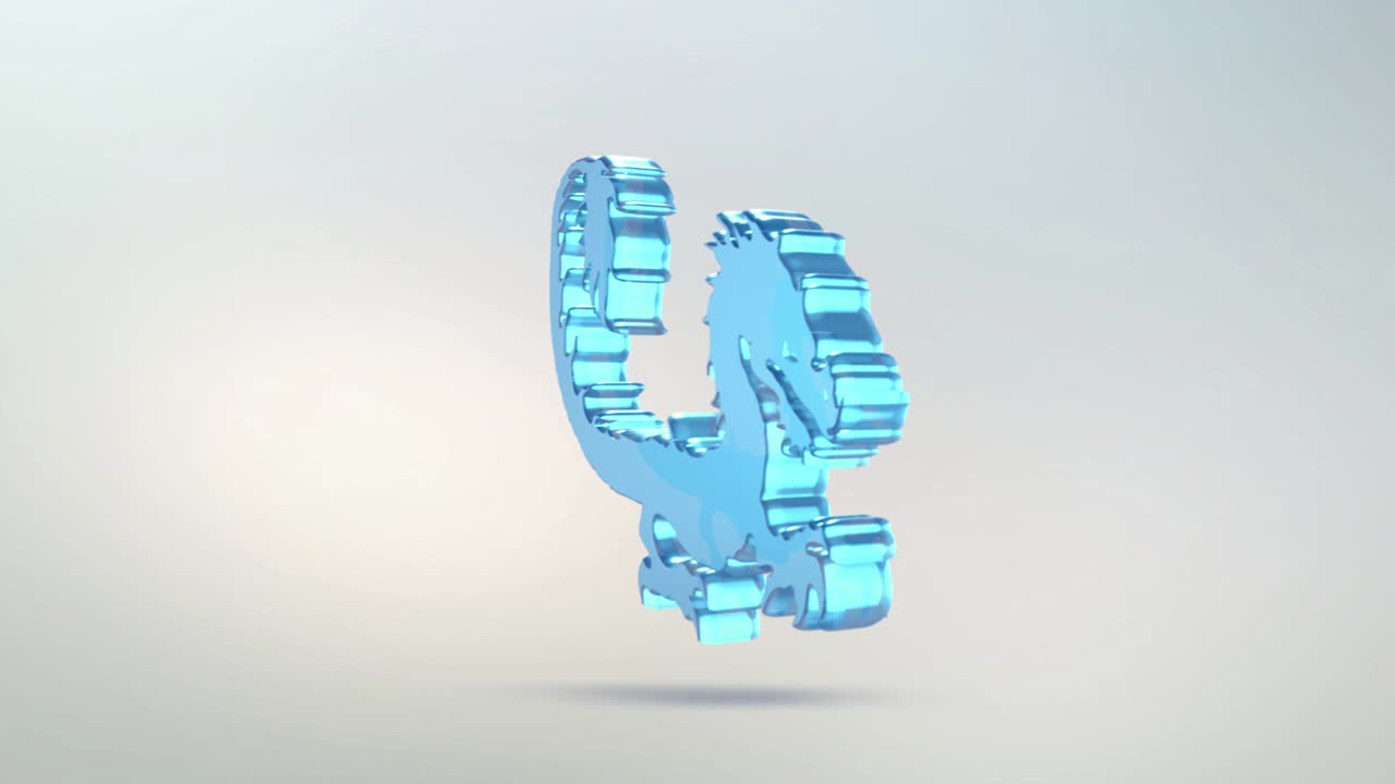 icono de dragón de vidrio. símbolo giratorio transparente de un dragón animal con un canal alfa