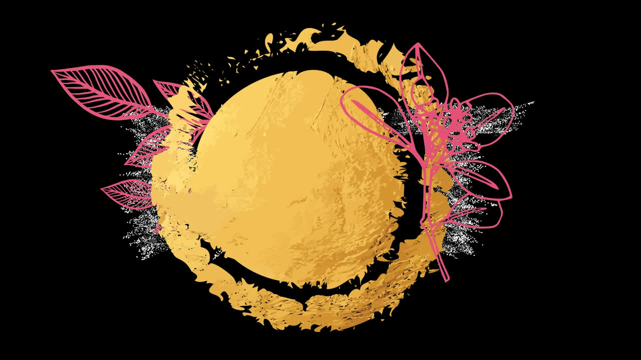 Animation of sun and plants on black background