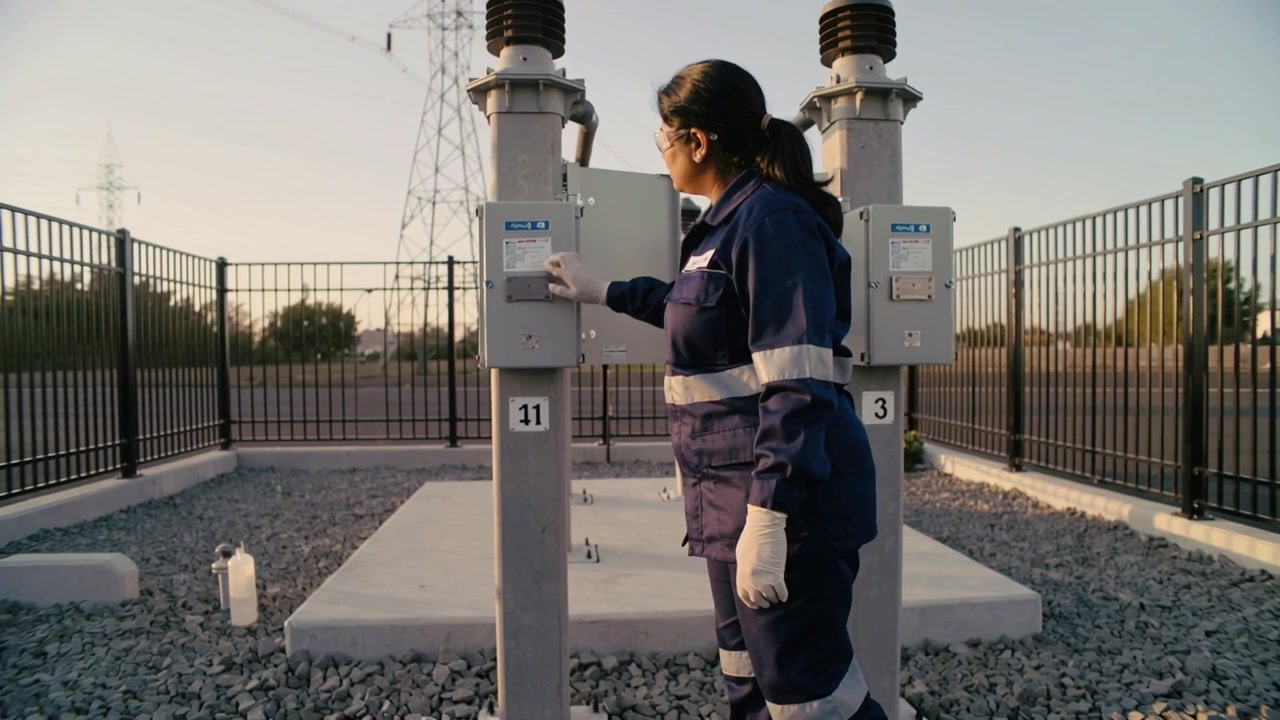 Tecnico in tuta da lavoro durante un controllo di routine si avvicina al contatore, controllando etichetta e bottiglia al p11, con spazio per il testo.