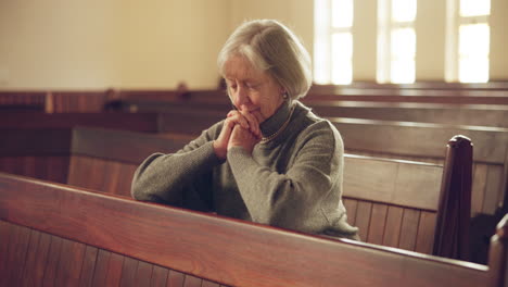 prayer, senior and woman in church for faith