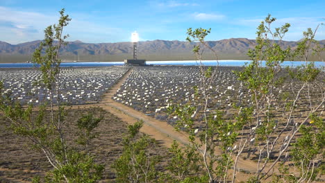 캘리포니아 사막에 있는 대규모 ivanpah 태양광 발전 시설은 미국 1을 위한 전기를 생성합니다.