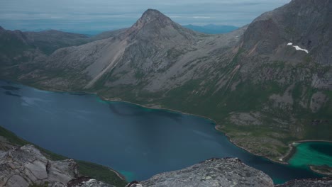 salberget mountainscape with indre selfjorden in hedmark county, norway