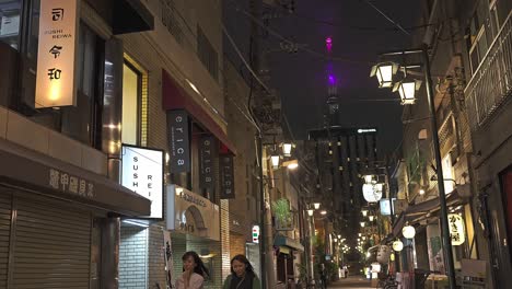 la calle del centro de tokio por la noche.