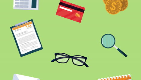 tax day animation with financial icons pattern