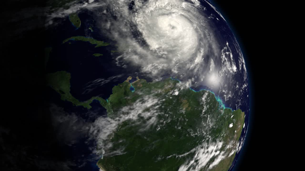 우주에서 온 허리케인 위성 지구 폭풍 태풍 기후 구름 날씨 4k