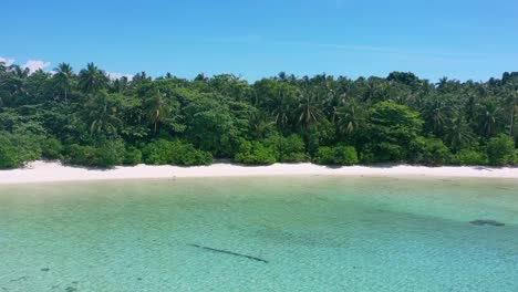 aerial-of-remote-tropical-island-with-turquoise-blue-water-and-empty-white-sand-beach-in-Belitung-Indonesia