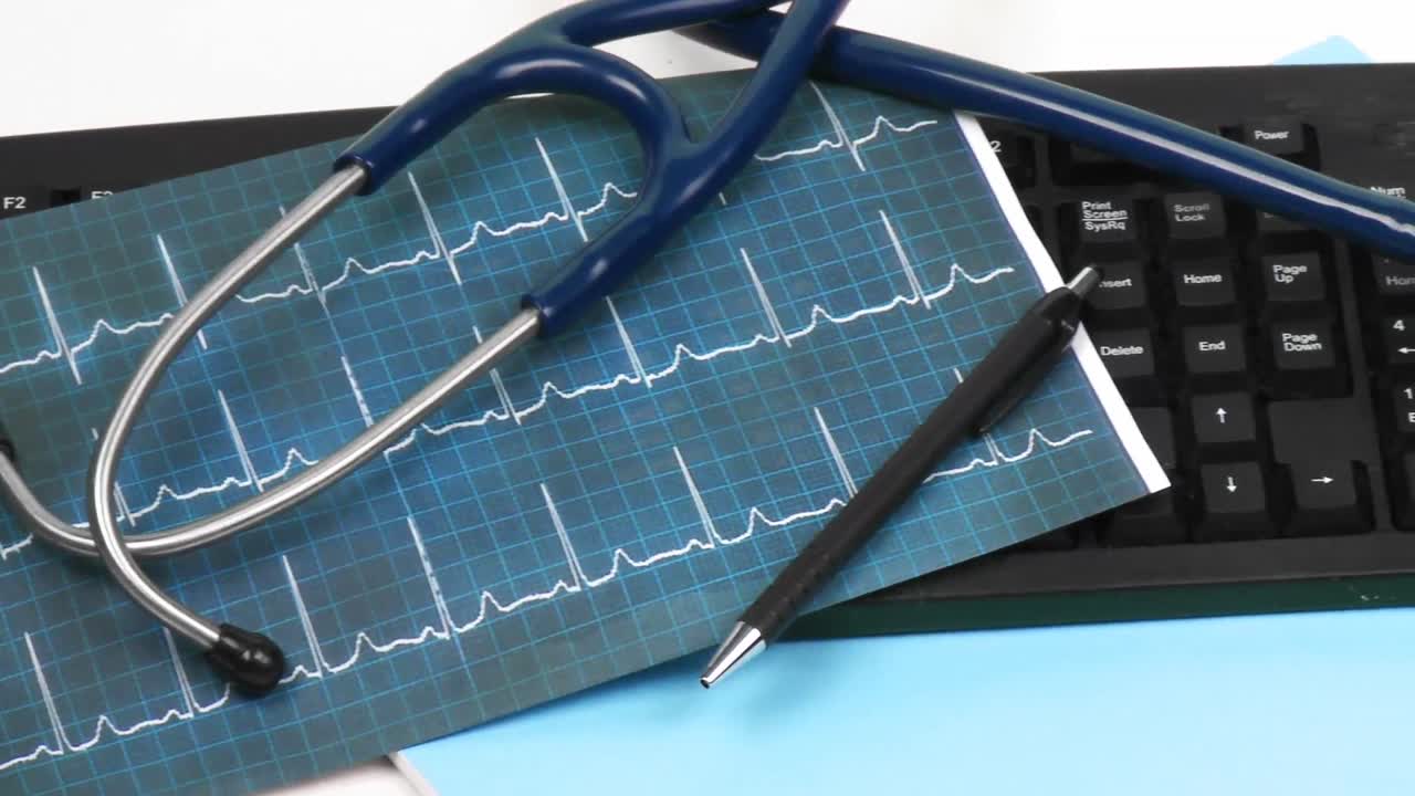 의료 물건을 가진 키보드의 파노라마