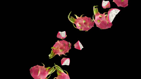 dragon fruit falling down with alpha channel