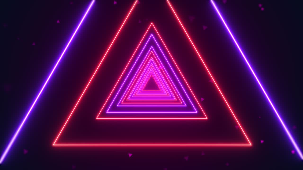 Random triangular space tunnel bright pink neon loop animation fashion music corporate and