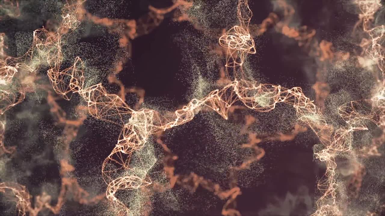 검은색 배경에 아름다운 입자 애니메이션, 색이 혼란스러운 에너지