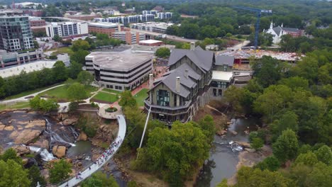 a drone shot showing off falls reedy park and its proximity to the grand bohemian lodge