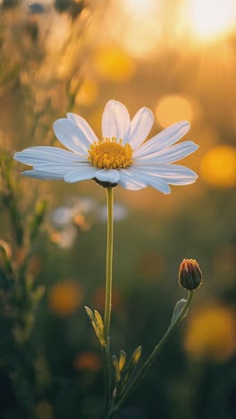 a beautiful white daisy in the golden hour