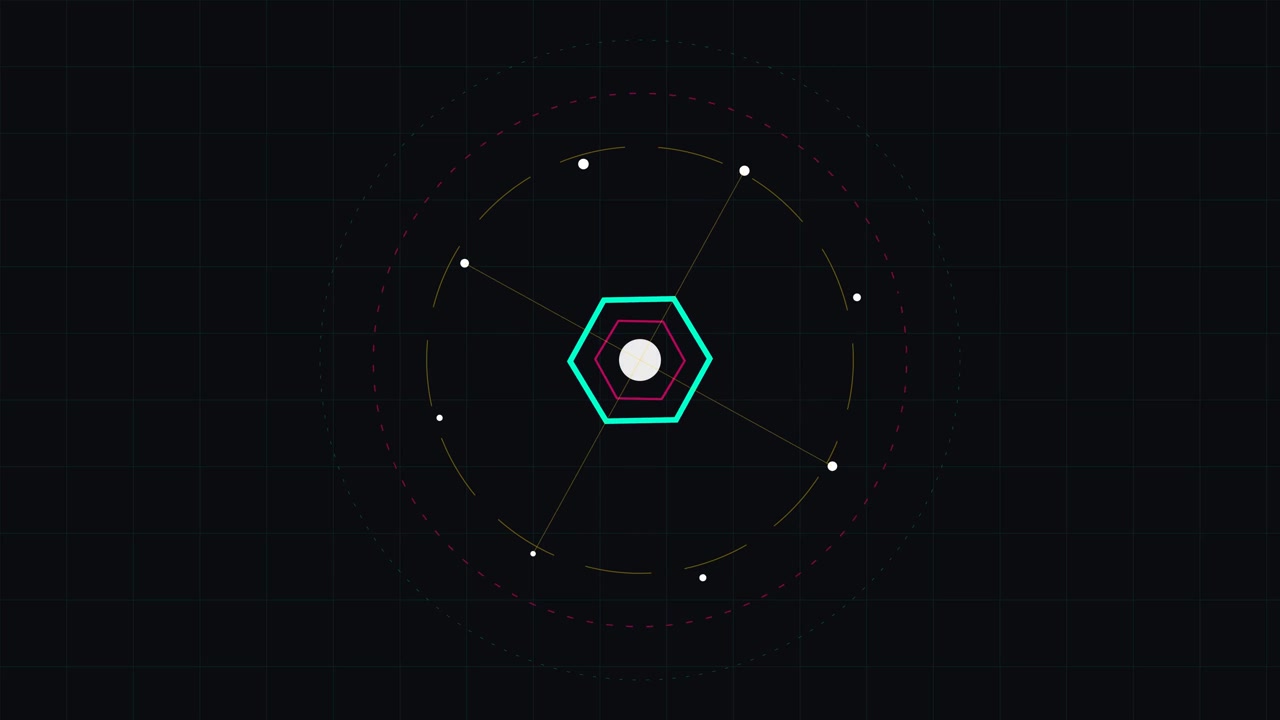 Abstract Digital Hexagon Animation with Pulsing Geometric Elements